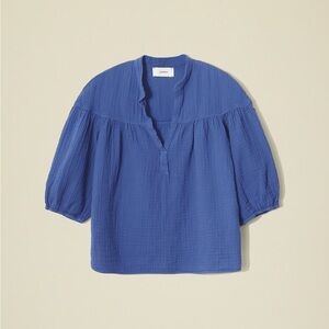 XiRENA Blue Billow Perri Gauze V-Neck Blouse